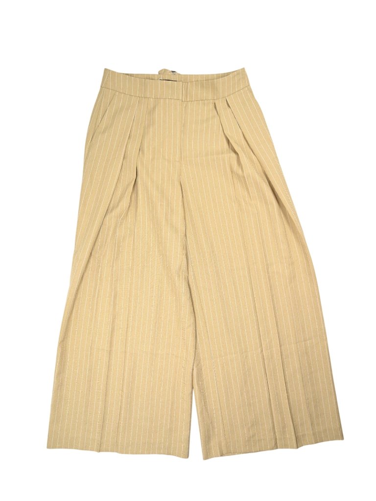 Naked Wardrobe Suiting Pinstripe Wide Leg Pant In Beige Pinstripe
